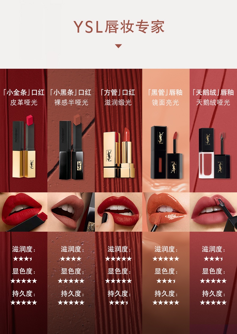 商品Yves Saint Laurent|圣罗兰YSL 小黑条口红细管丝绒纯口红 2g #314#308红调裸豆沙裸感哑光,价格¥240,第11张图片详细描述