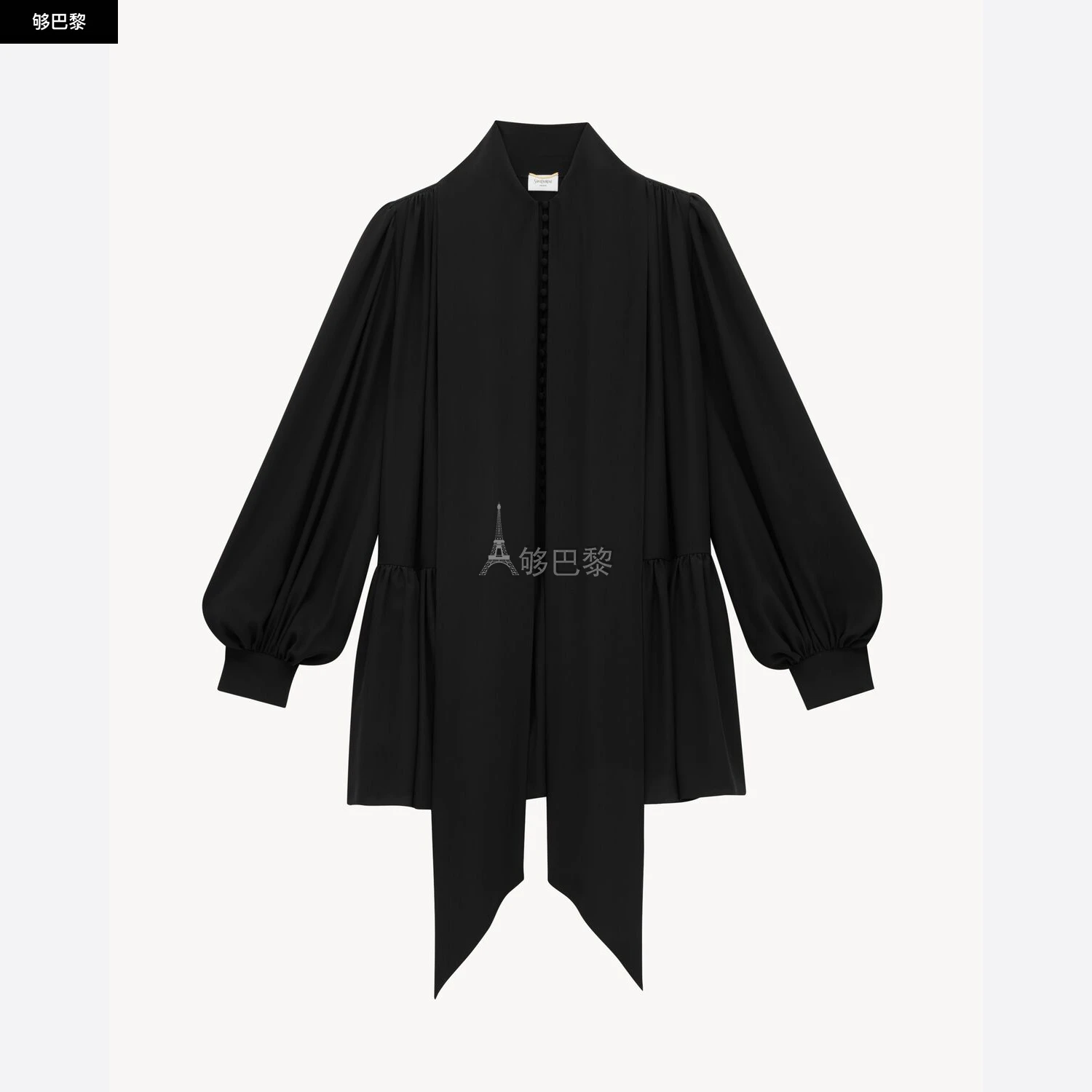 商品Yves Saint Laurent|【预售】 YSL圣罗兰 25春夏 女士 连衣裙 真丝双绉花结领连衣裙 832871Y7K761000,价格¥23445,第5张图片详细描述
