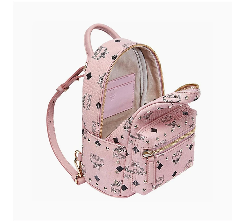 商品[国内直发] MCM|MCM 女士柳钉logo印花双肩包 MMK8AVE04PZ,价格¥7080,第8张图片详细描述