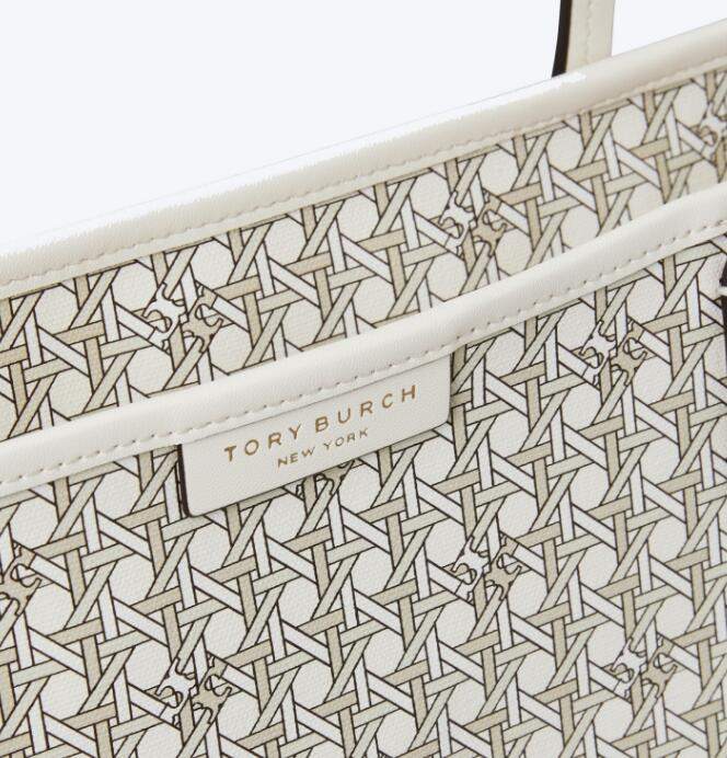 商品Tory Burch| 汤丽柏琦复古花纹涂层帆布单肩字母托特包小号中号（香港仓发货）,价格¥2200,第46张图片详细描述