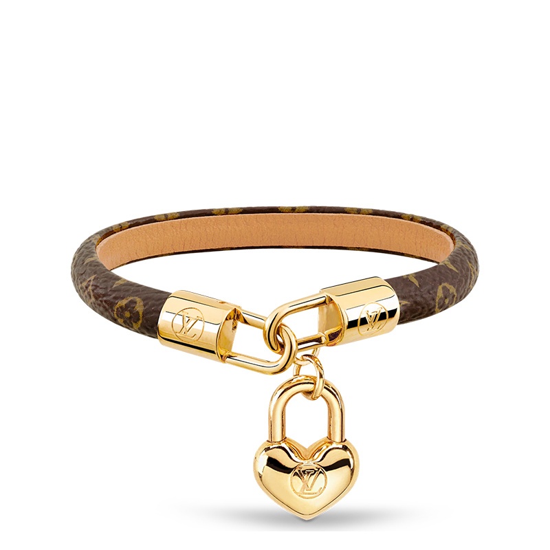 商品Louis Vuitton|预售十天 Louis Vuitton/路易威登 22春夏新款CRAZY IN LOCK系列 米色/棕色老花帆布小牛皮内衬金色心形锁饰手链M6451E,价格¥2845,第2张图片详细描述