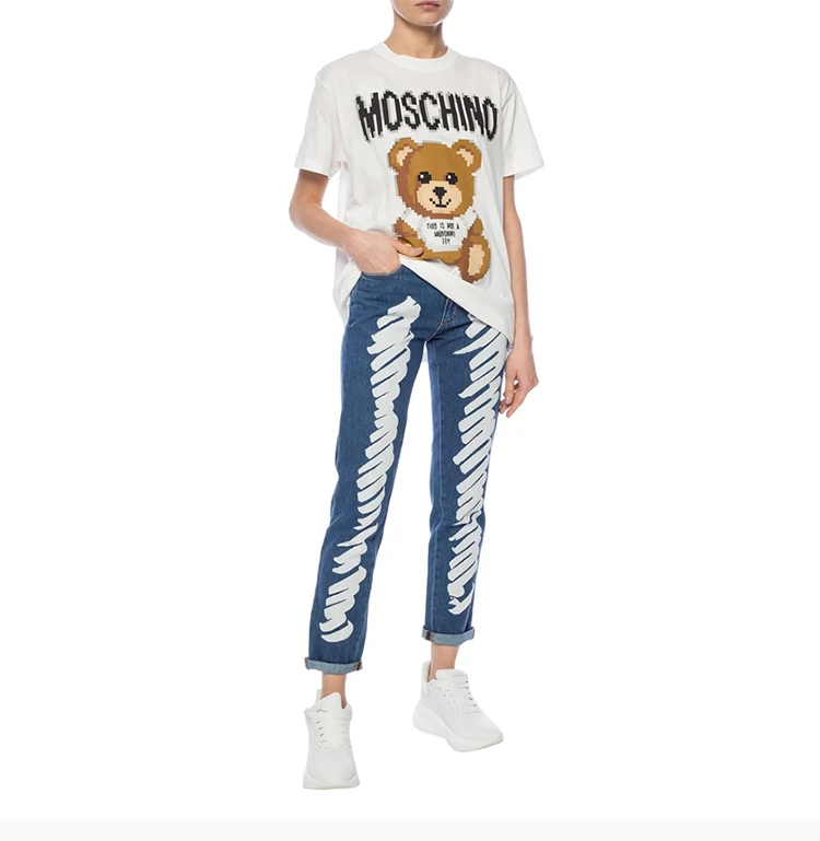 商品Moschino|MOSCHINO 白色女士T恤 A0776-9140-1002,价格¥999,第6张图片详细描述