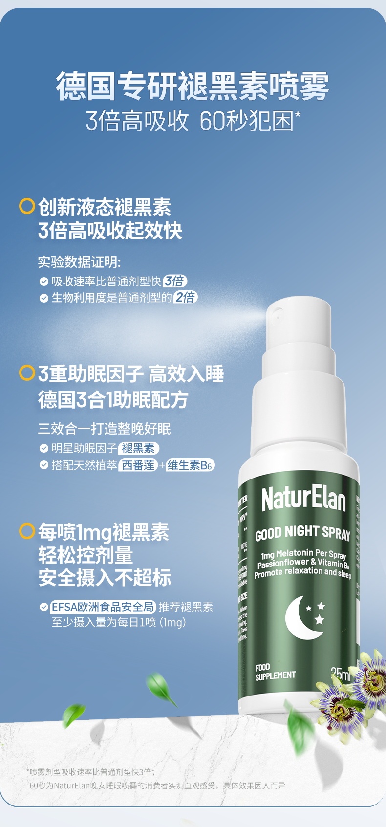 商品NaturElan|德国进口 NaturElan呐兔 褪黑素晚安睡眠口服喷雾 25ml （保税仓发货）,价格¥187,第4张图片详细描述