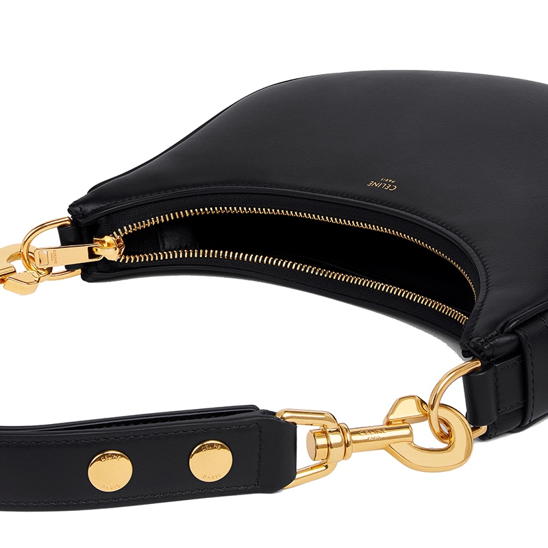商品Celine|CELINE/赛琳 21秋冬新款AVA系列 女士中号黑色光滑牛皮革金色饰面单肩腋下包196923DGQ.38NO,价格¥14645,第6张图片详细描述