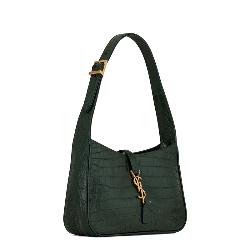 商品Yves Saint Laurent|SAINT LAURENT PARIS/圣罗兰 YSL 22春夏新款LE 5 À 7系列 女士深绿色鳄鱼压纹牛皮革标志金扣单肩手提腋下包,价格¥16083,第3张图片详细描述
