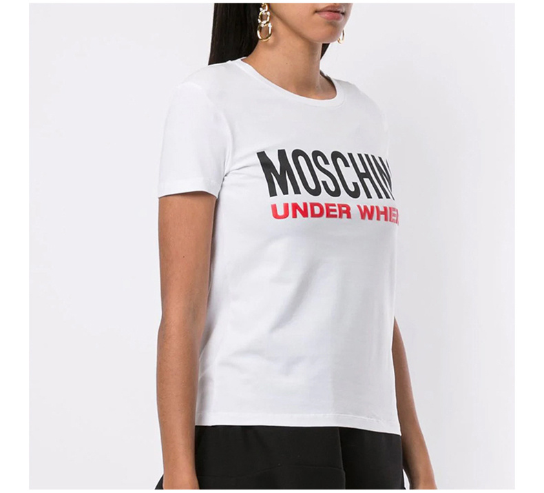 商品[国内直发] Moschino|Moschino 莫斯奇诺 女士白色LOGO图案短袖T恤 A1904-9003-0001,价格¥607,第6张图片详细描述
