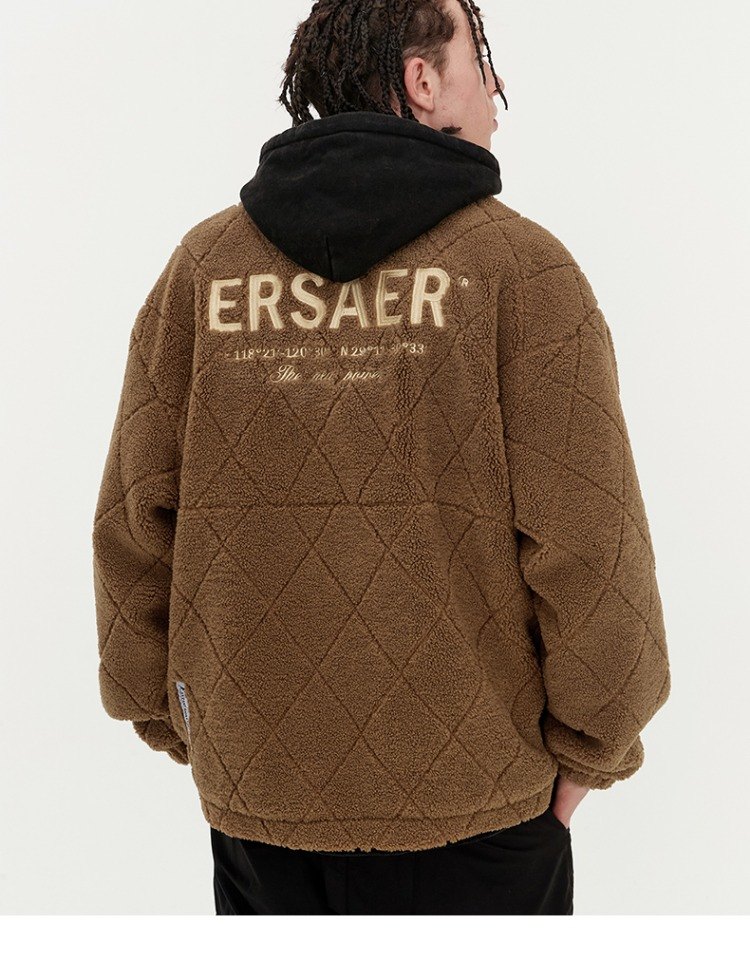 商品[国内直发] ERASER| ER 基础logo刺绣仿羊羔毛棉衣男女同款冬潮牌宽松摇粒绒情侣夹克棉服外套ERyg2255339,价格¥369,第22张图片详细描述