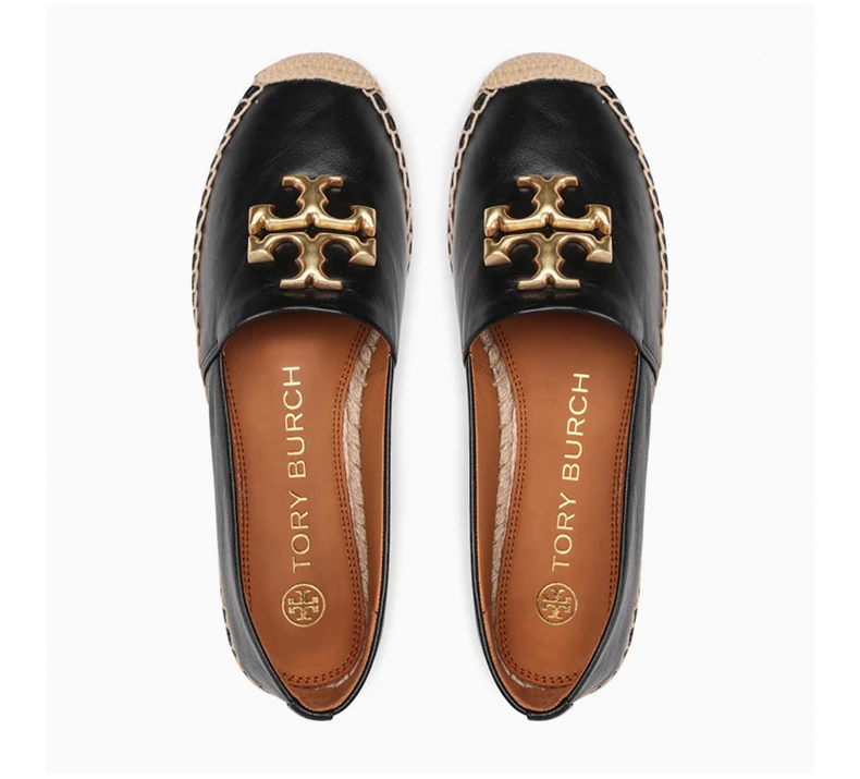 商品Tory Burch|TORY BURCH 女士黑色牛皮麻编细节渔��夫鞋 86567-006,价格¥1686,第6张图片详细描述