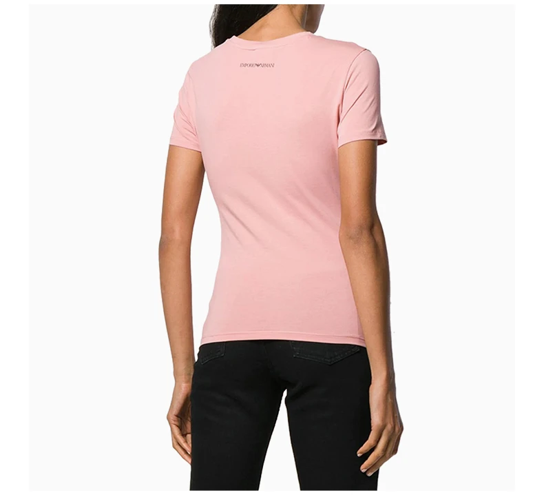 商品Emporio Armani|Emporio Armani 安普里奥 阿玛尼 19秋冬 女士棉质LOGO图案圆领时尚休闲短袖T恤 6G2T7N-J07Z-0312,价格¥544,第4张图片详细描述