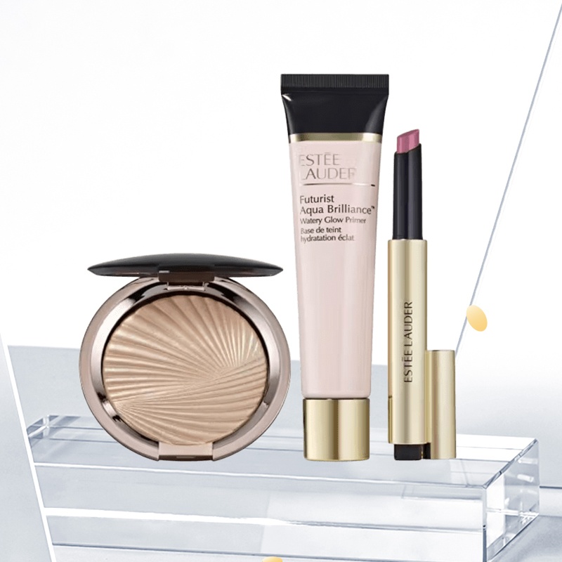 商品Estée Lauder|雅诗兰黛亮彩光泽彩妆套装 妆底乳40ml+高光粉饼8.7g+唇膏3.1g,价格¥512,第2张图片详细描述