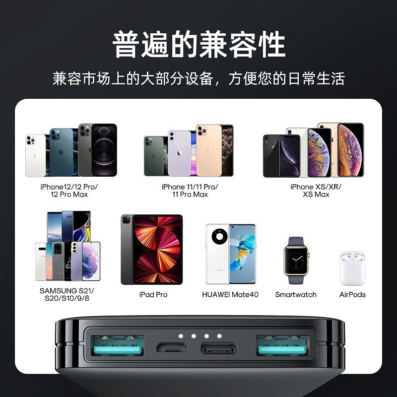 商品[国内直发] JOYROOM|机乐堂 JR-T012移动电源10000毫安时苹果安卓type-c接口2A快充双USB输出便携充电宝 黑色,价格¥177,第6张图片详细描述
