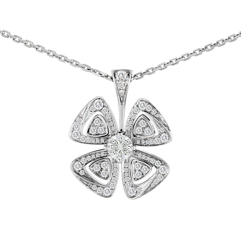 商品BVLGARI|  BVLGARI/宝格丽 FIOREVER系列 18K金白金花朵项链镶有钻石和密钉钻石 354496,价格¥101315,第3张图片详细描述