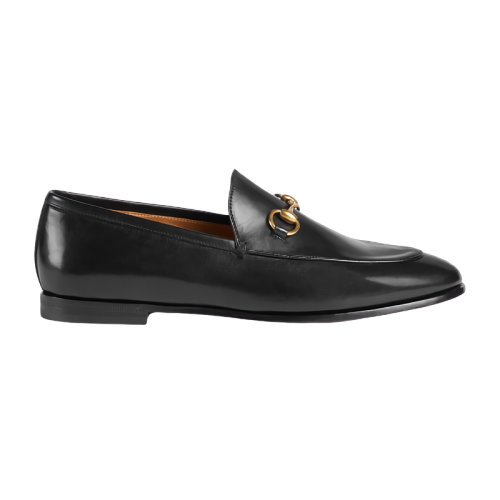 商品Gucci|【包税】GUCCI/古驰 Gucci Jordaan 女士马衔黑色皮革鹿皮乐福鞋404069BLM001000,价格¥6466,第3张图片详细描述