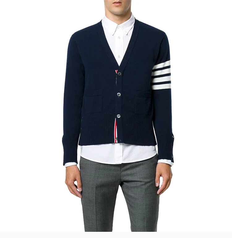 商品[国内直发] Thom Browne|THOM BROWNE 海�军蓝色男士针织衫/毛衣 MKC001A-00011-415,价格¥11913,第7张图片详细描述