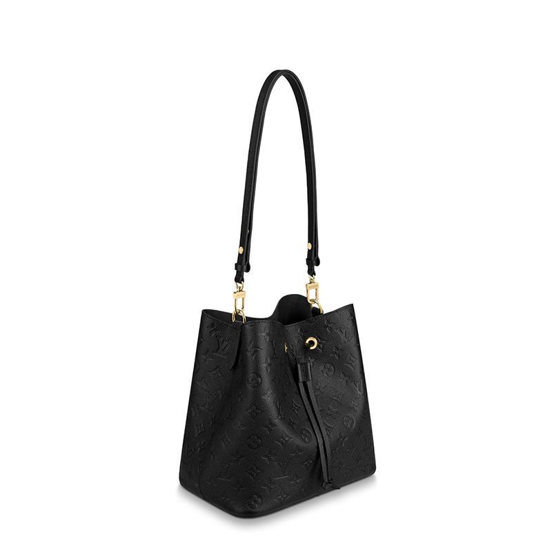 商品Louis Vuitton|预售十天 Louis Vuitton/路易威登 22春夏新款NEONOÉ系列 女士中号黑色老花压纹牛皮革红色细节金扣配可拆卸肩带单肩斜挎手提抽绳水桶包M45256,价格¥19081,第3张图片详细描述