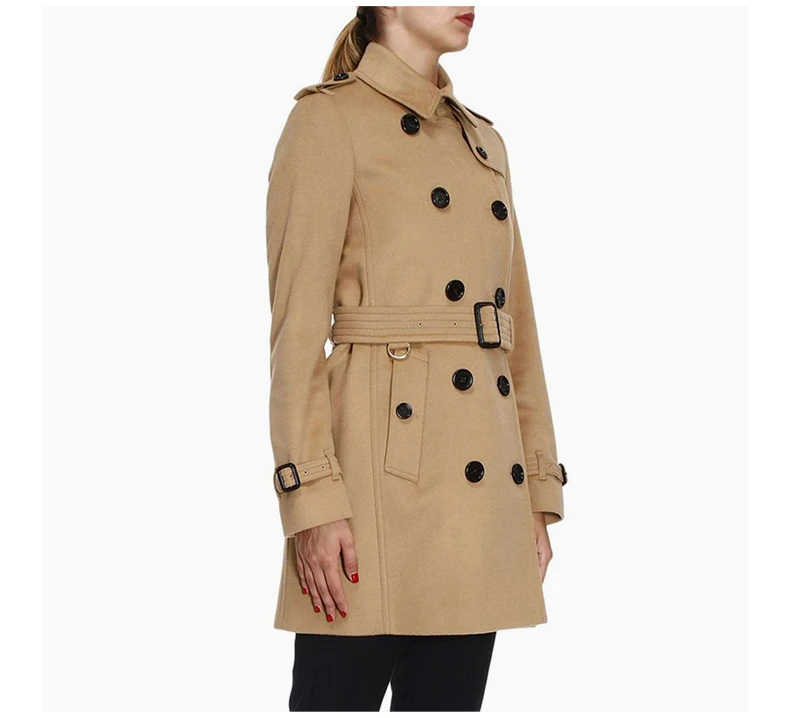 商品[国内直发] Burberry|BURBERRY 女士肯辛顿羊毛羊绒风衣 4019202,价格¥8684,第6张图片详细描述