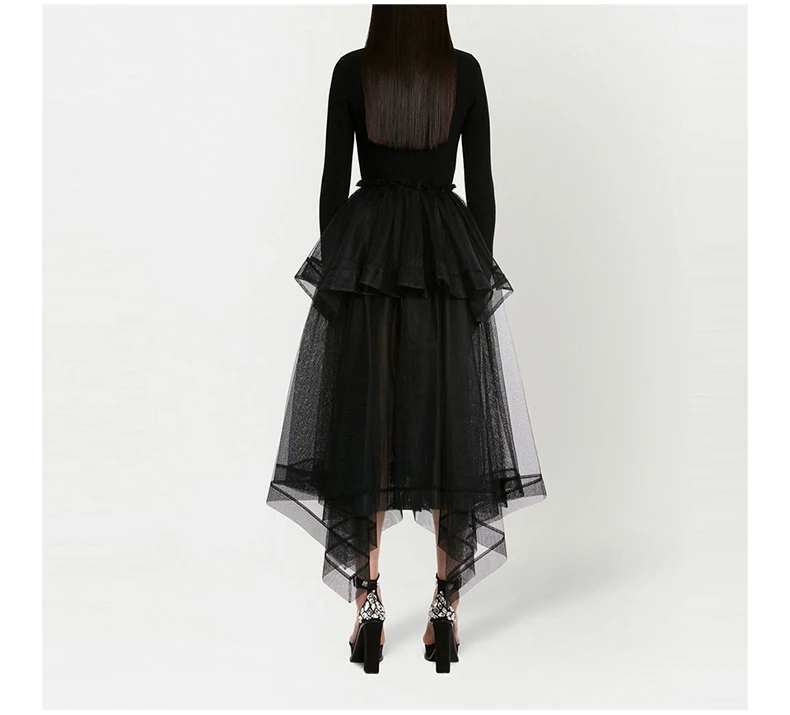 商品[国内直发] Alexander McQueen|ALEXANDER MCQUEEN 黑色女士半裙 734276-QEACR-1000,价格¥5486,第7张图片详细描述