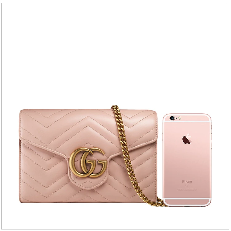 商品[国内直发] Gucci|GUCCI 古驰 女士粉色皮革链条包 474575-DRW1T-5909,价格¥9767,第7张图片详细描述