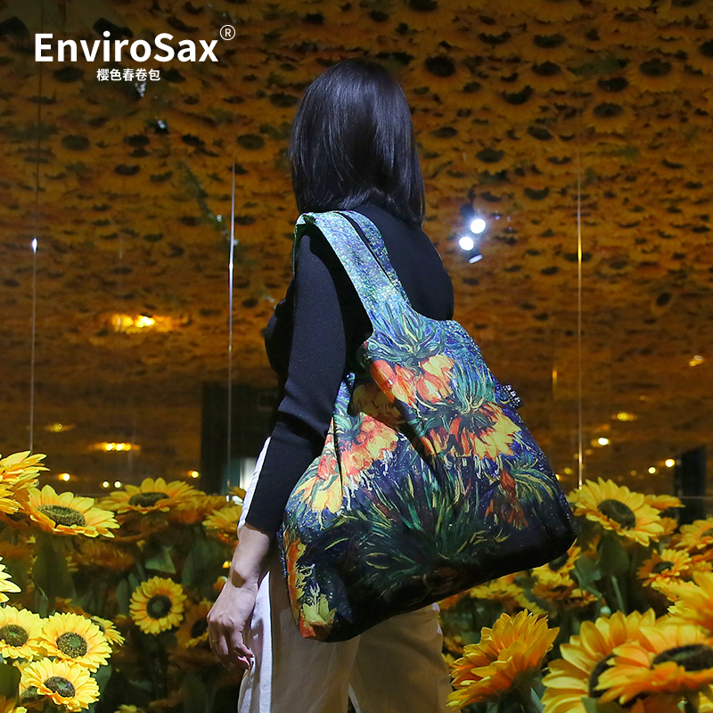商品[国内直发] EnviroSax|春卷包女包环保袋手提单肩包梵高系列女士包包,价格¥83,第18张图片详细描述