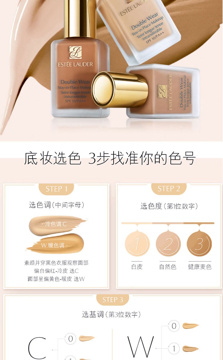 商品[国内直发] Estée Lauder|ESTĒE LAUDER 雅诗兰黛DW持妆粉底液 油皮亲妈持久控油不脱妆1W1象牙白30ml,价格¥233,第3张图片详细描述