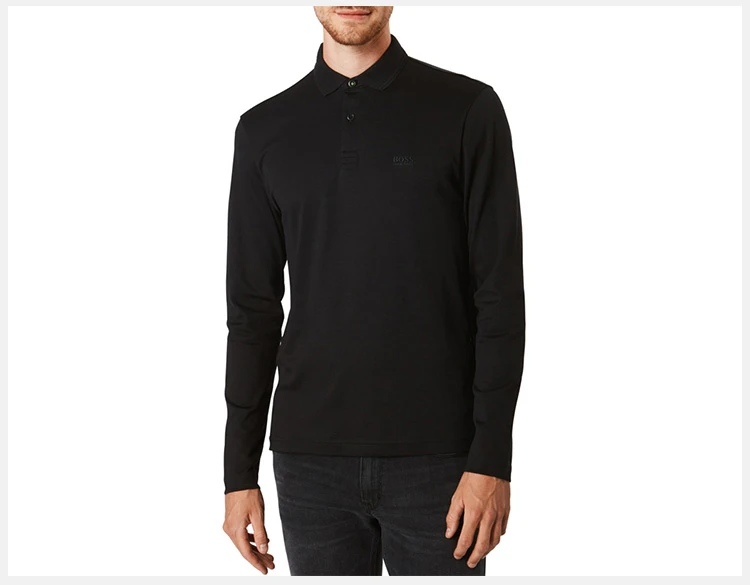 商品Hugo Boss|Hugo Boss 雨果博斯 男士纯棉时尚休闲翻领长袖POLO衫 PIROL-0510-001,价格¥812,第5张图片详细描述
