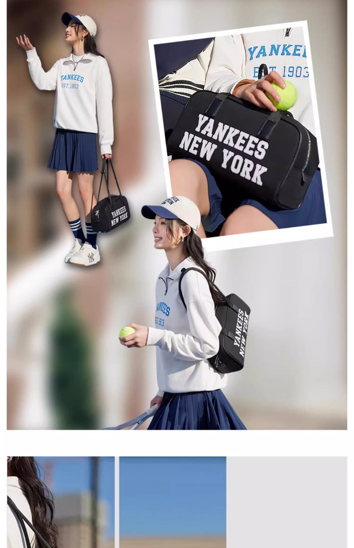 商品MLB|MLB官方虞书欣同款男女情侣保龄球包学院风单肩包BQL01,价格¥981,第4张图片详细描述