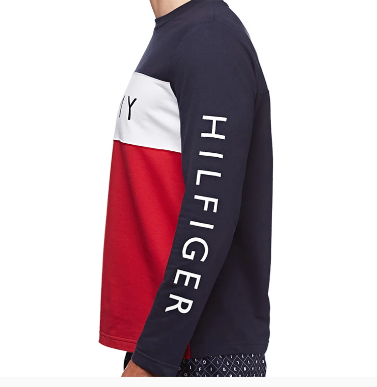 商品[国内直发] Tommy Hilfiger|TOMMY HILFIGER 汤米·希尔费格 男士海军蓝搭配红色长袖运动衫 09T3301-410,价格¥163,第6张图片详细描述