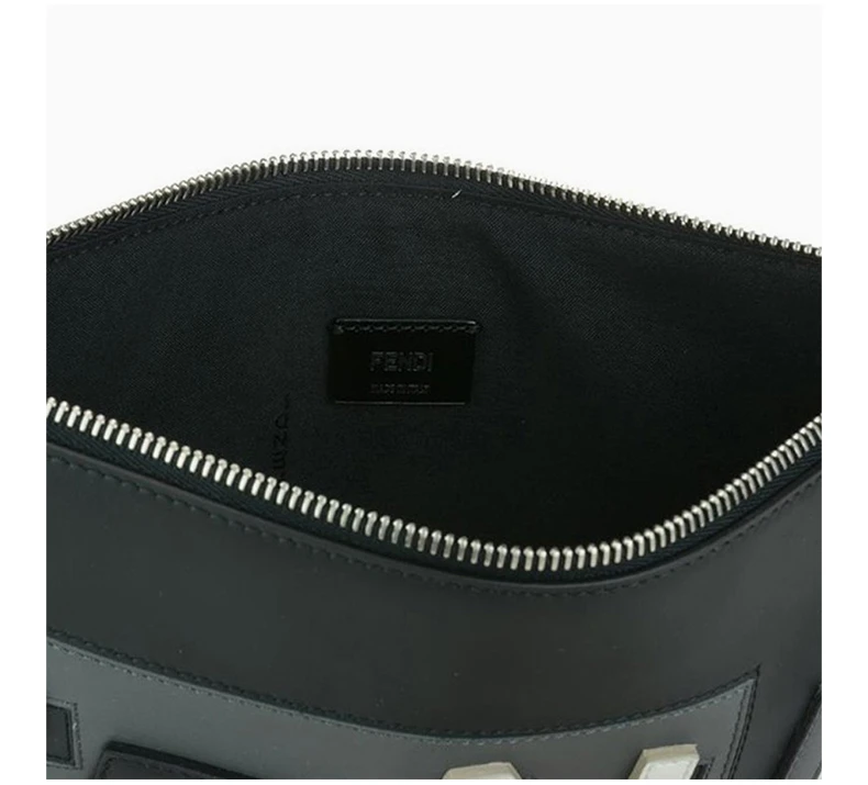 商品[国内直发] Fendi|Fendi 芬迪 男士黑灰色白色皮革手拿包 7N0078-A0YU-F0P7D,价格¥5972,第7张图片详细描述