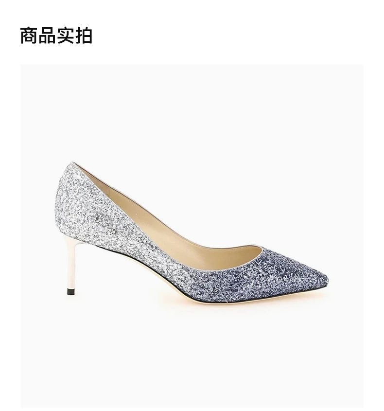 商品Jimmy Choo|JIMMY CHOO 拼色女士高跟鞋 ROMY60-VXB-NAVYSILVER,价格¥2640,第4张图片详细描述