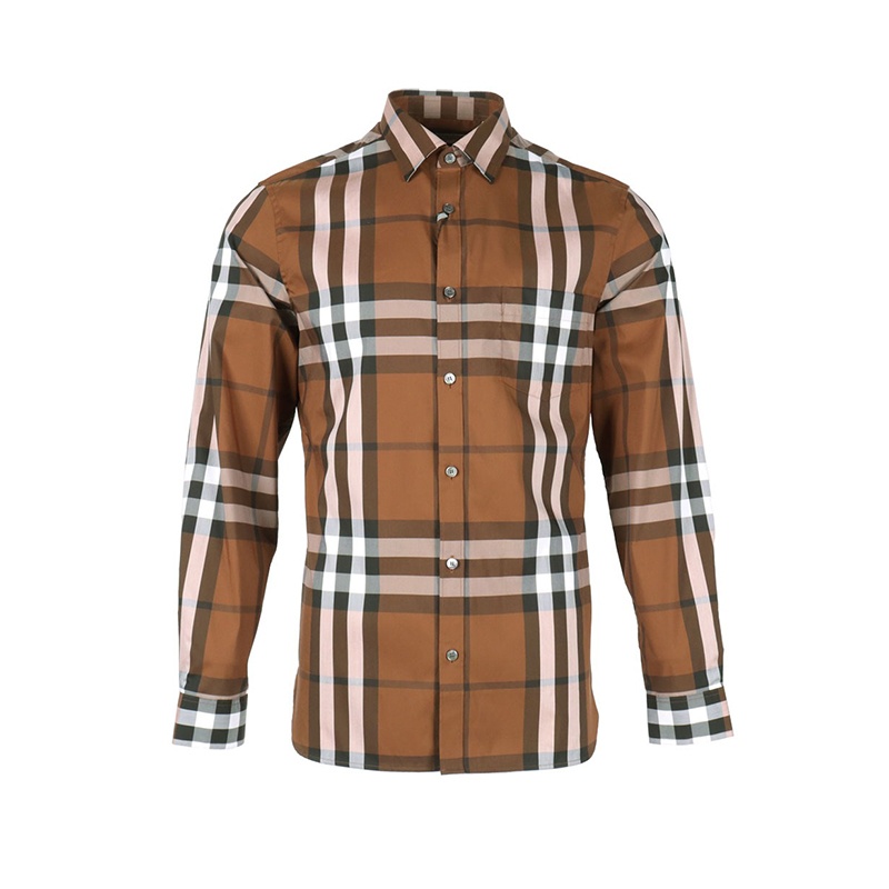 商品Burberry|现货BURBERRY/博柏利 男士米色棉质混纺格子休闲长袖衬衫80045351,价格¥1717,第2张图片详细描述