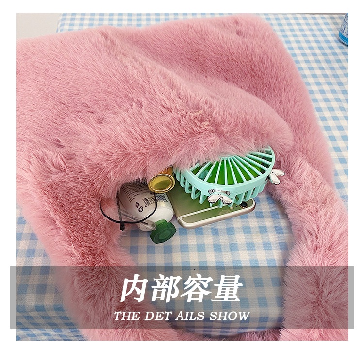 商品[国内直发] GLENVINTEN|格岚云顿毛绒云朵包毛毛包女包秋冬新款时尚复古简约毛绒水桶包女式手提单肩包,价格¥104,第5张图片详细描述