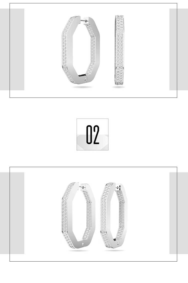 商品Swarovski|SWAROVSKI 施华洛世奇 DEXTERA 大圈耳环（大） 饰品 礼物 小众夸张 5639099,价格¥1918,第3张图片详细描述