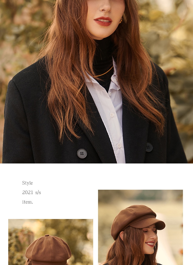 商品[国内直发] GLENVINTEN|贝雷帽女秋�冬时尚保暖冬季帽子纯色八角帽百搭鸭舌帽,价格¥132,第9张图片详细描述