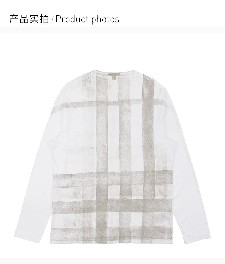 商品[国内直发] Burberry|BURBERRY 男士白色长袖T恤 3916919,价格¥1268,第4张图片详细描述