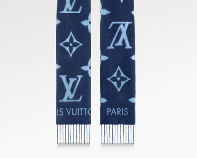 商品Louis Vuitton|Louis Vuitton 路易威登蓝色山羊绒围巾M77374,价格¥8832,第3张图片详细描述