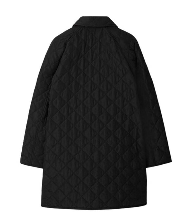 商品Burberry|BURBERRY博柏利 女士黑色聚酯字母印花翻领双排扣棉服,价格¥3158,第6张图片详细描述