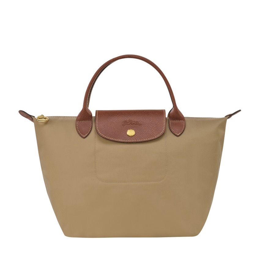商品Longchamp|【SAvenue】LONGCHAMP 珑骧 帆布拼牛皮饺子包手提包 短柄小号 女款 卡其色(提示：保税仓货品一人不可超过5单) 3597922208814（1621089526-22F）,价格¥615,第4张图片详细描述