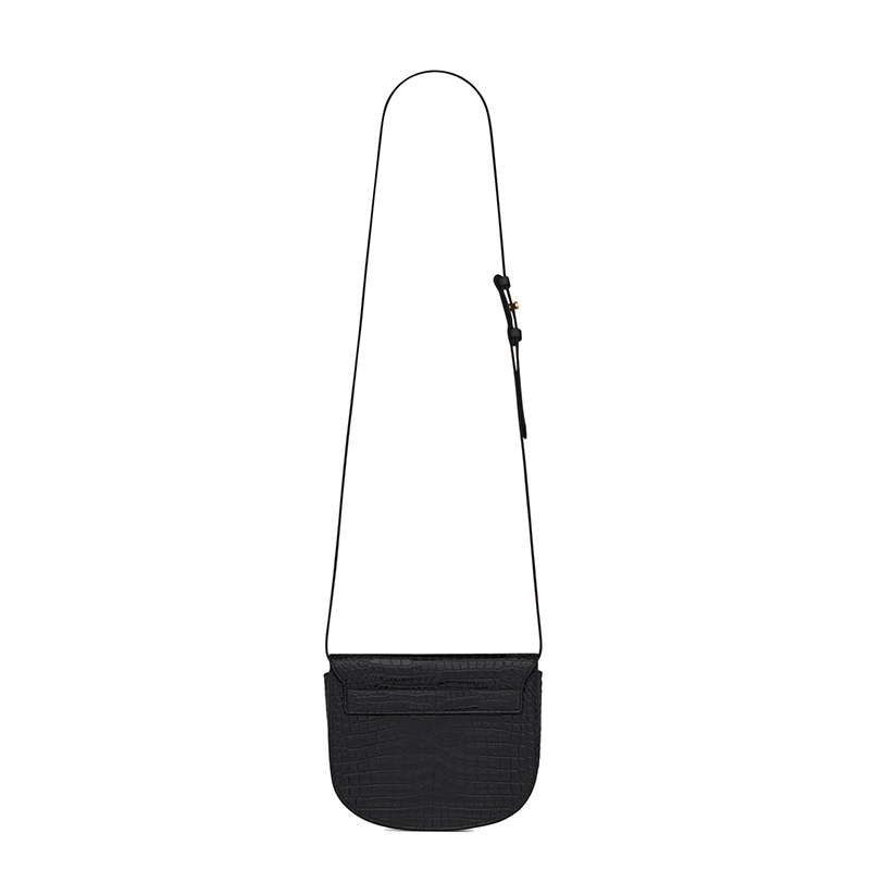 商品Yves Saint Laurent|SAINT LAURENT PARIS/圣罗兰 YSL  KAIA系列 女士小号黑色鳄鱼纹压花牛皮革金扣单肩斜挎包,价格¥13461,第4张图片详细描述
