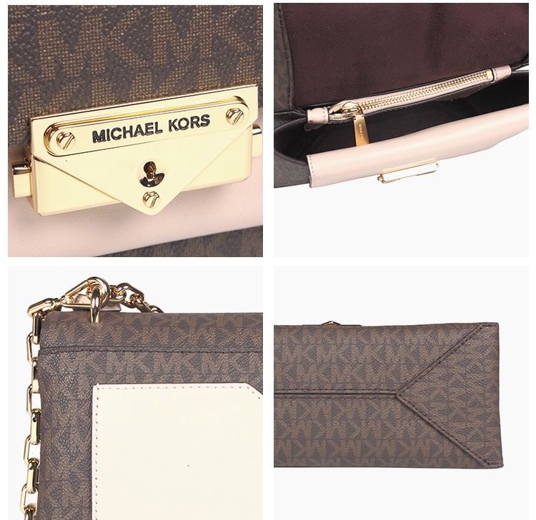 商品Michael Kors|Michael Kors  CECE中号女士PVC配皮单肩斜挎包 30T9G0EL2B-BRN-SFTPINK,价格¥1626,第6张图片详细描述