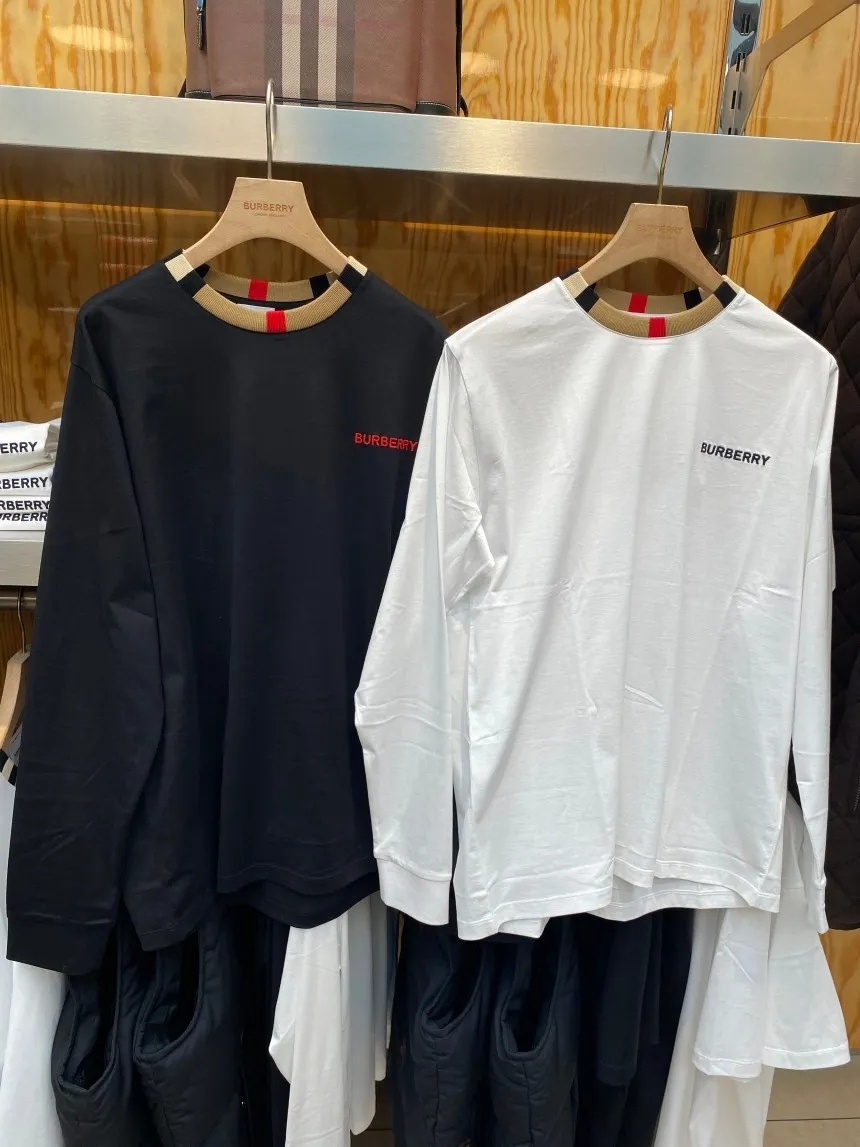 商品Burberry|BURBERRY/博柏利 男士黑色棉质字母印花圆领套头长袖T恤80910451,价格¥956,第9张图片详细描述