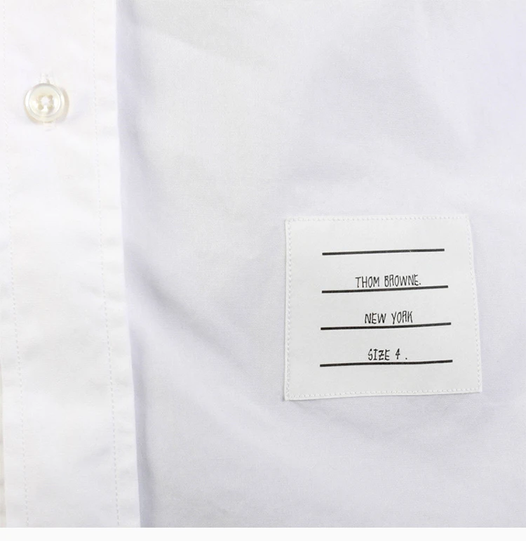 商品Thom Browne|Thom Browne 男士白色经典条纹门襟衬衫 MWL203A-03113-100,价格¥1771,第7张图片详细描述