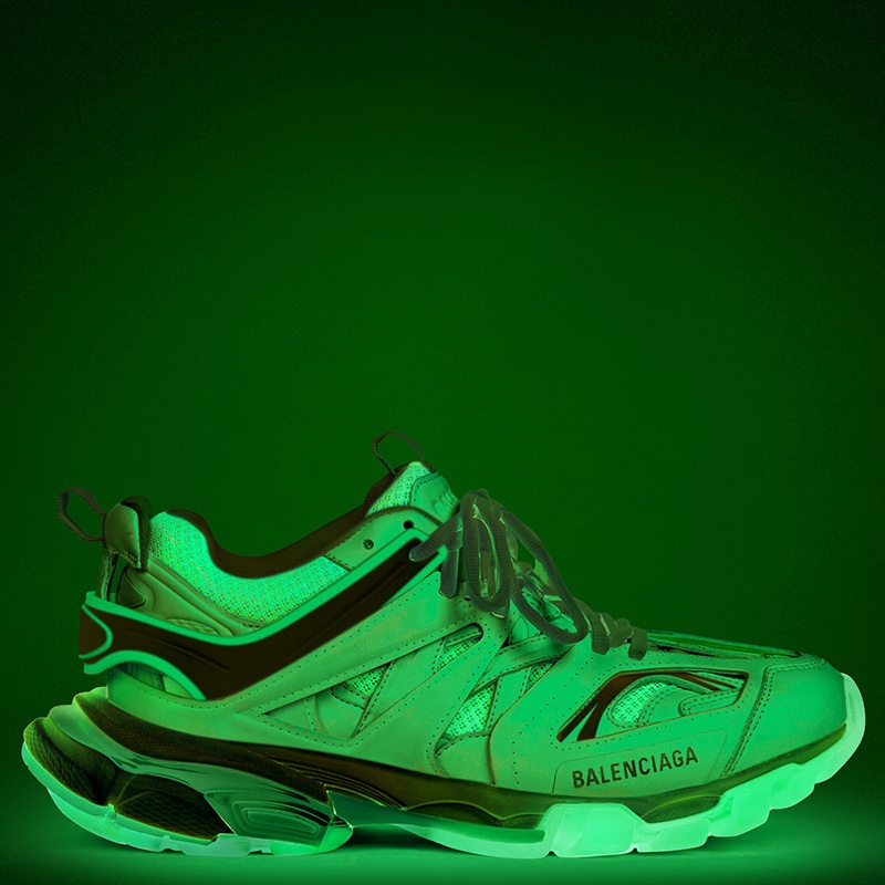 商品Balenciaga|Balenciaga/巴黎世家 秋冬新款 Track系列 男士白色夜光网布和尼龙运动鞋542023W3CR19000,价格¥7501,第6张图片详细描述