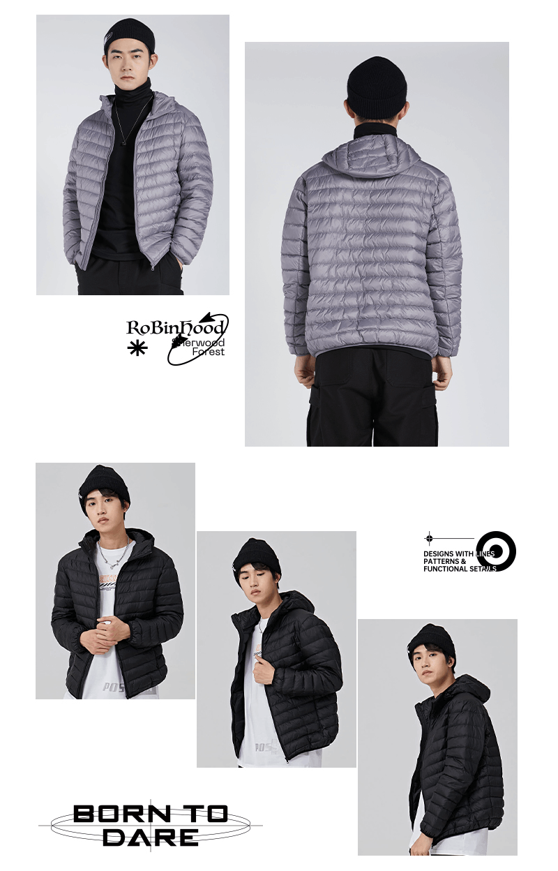 商品[国内直发] ROBINHOOD|罗宾汉休闲时尚羽绒服-6720702-雾霾蓝,价格¥162,第1张图片详细描述
