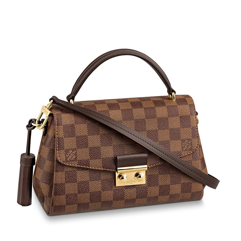 商品Louis Vuitton|预售10天 Louis Vuitton/路易威登 经典款CROISETTE系列 女士乌木色棋盘格帆布饰同色系皮革滚边金扣配可拆卸流苏翻盖开合单肩斜挎手提包N53000,价格¥14048,第2张图片详细描述