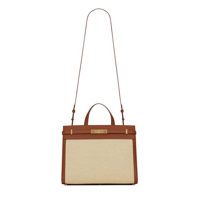 商品Yves Saint Laurent|SAINT LAURENT PARIS/圣罗兰  MANHATTAN系列 女士小号自然米色织物皮革磁性夹扣手提单肩斜挎曼哈顿包,价格¥17372,第3张图片详细描述