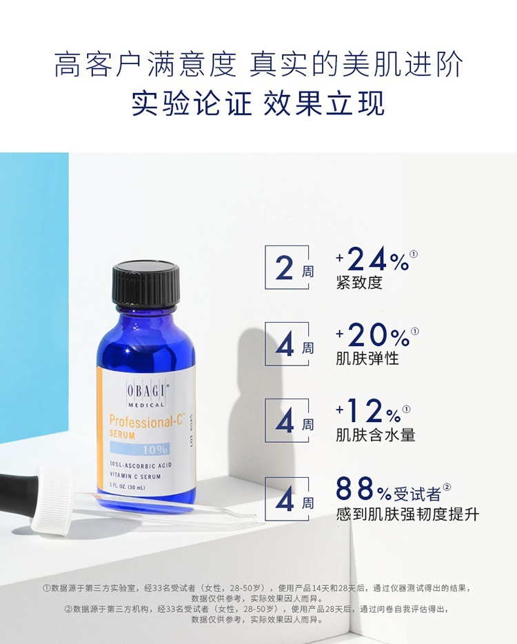 商品Obagi|Obagi欧邦琪左旋c10维c臻护焕亮精华30ml,价格¥646,第4张图片详细描述