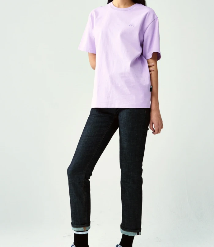 商品Evisu|【享贝家】（国内现货-QD）Evisu 福神 纯色小标圆领休闲宽松短袖T恤 男女同款 粉紫 EU5UTS925LV,价格¥164,第5张图片详细描述