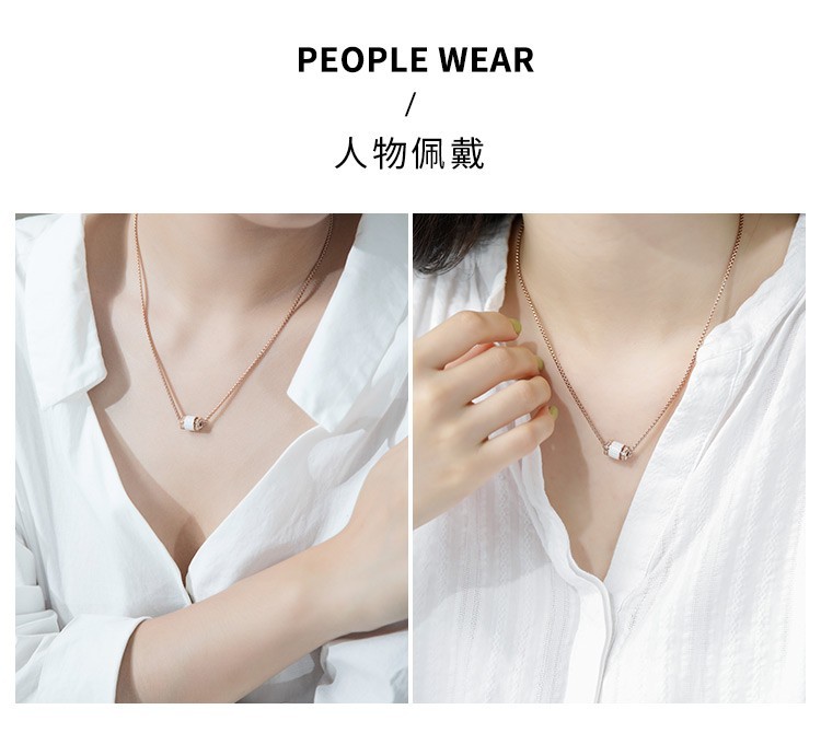 商品[国内直发] Emporio Armani|EMPORIO ARMANI  阿玛尼 女士项链镶钻串珠项链女 潮流饰品锁骨链EGS2424221玫瑰金色,价格¥628,第7张图片详细描述