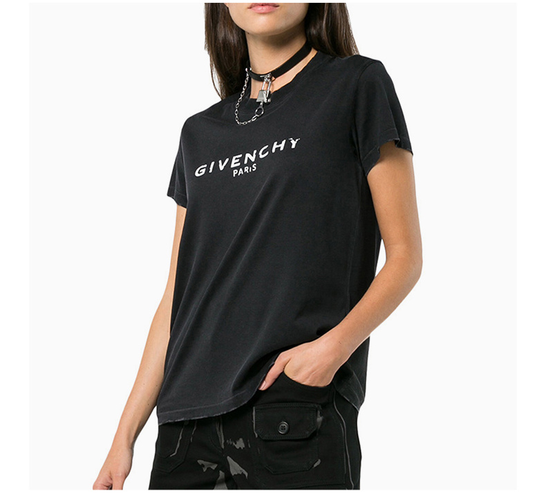 商品Givenchy|Givenchy 纪梵希 女士复古黑色球衣T恤 BW704X3Z0L-001,价格¥2094,第4张图片详细描述