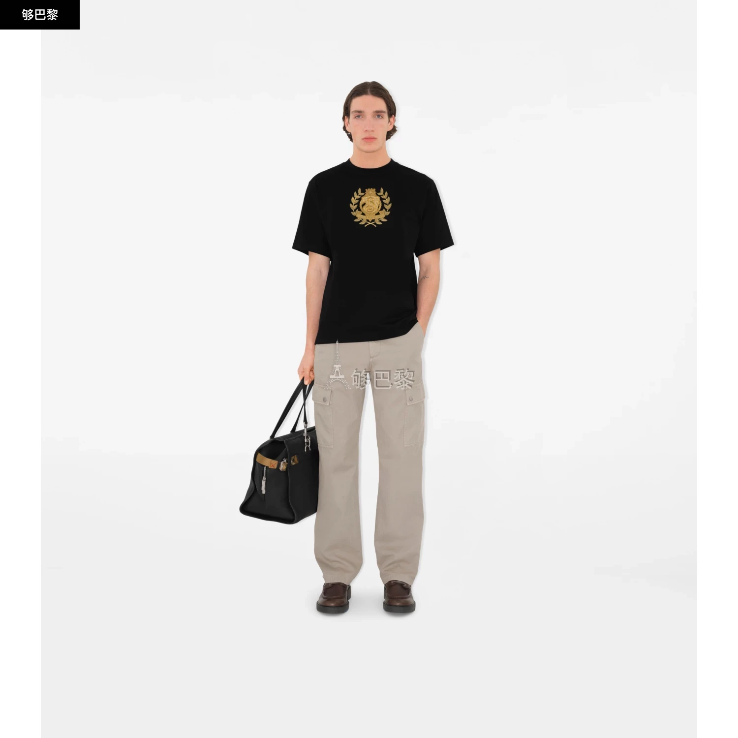 商品Burberry|【预售】 巴宝莉 24秋冬 男士 短袖T恤 字母 B 徽章棉质 T 恤衫 81081671,价格¥3690,第5张图片详细描述